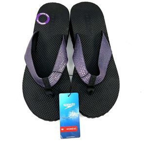 SPEEDO Platform Wedge Flip Flops Woman's Size 9 Purple Reptile Print Slip On